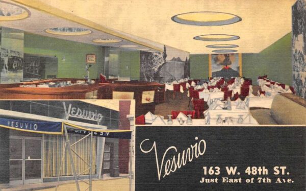 New York City New York Vesuvio Restaurant Multi-View Linen Vintage PC U7059