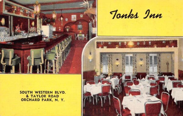 Orchard Park New York Tonks Inn, Multi-View Linen Vintage Postcard U7070