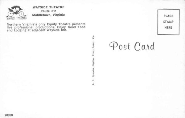 Middletown Virginia Wayside Theatre, Photochrome Vintage Postcard U7084 - Image 2
