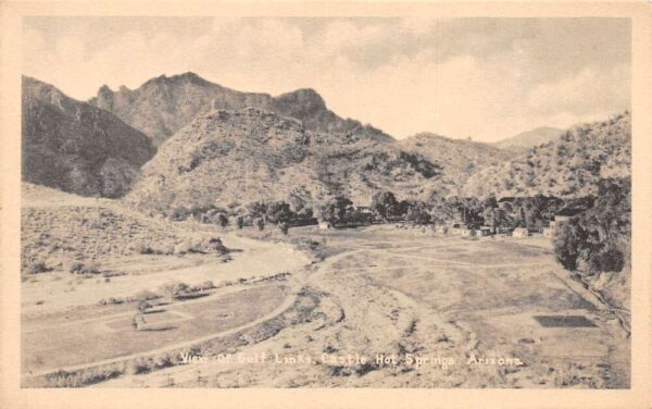 Castle Hot Springs Arizona View Of Golf Links, Sepia Tone Lithograph PC U7087