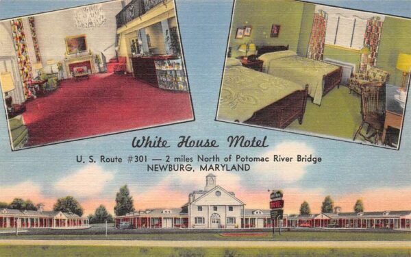 Newburg Maryland White House Motel, Multi-View Linen Vintage Postcard U7092