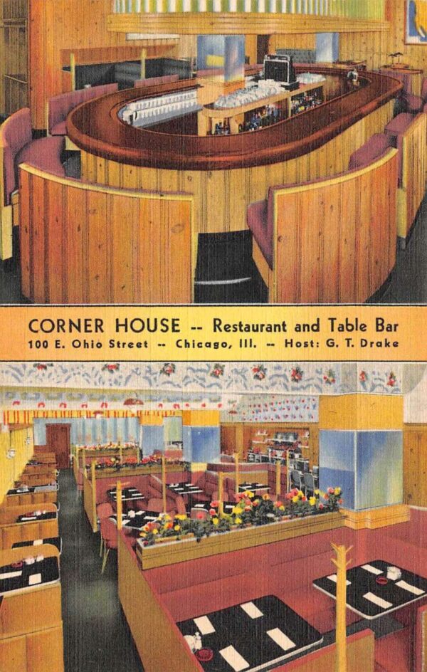 Chicago Illinois Corner House Restaurant Multi-View Linen Vintage Postcard U7094