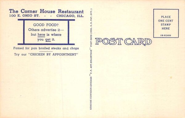 Chicago Illinois Corner House Restaurant Multi-View Linen Vintage Postcard U7094 - Image 2