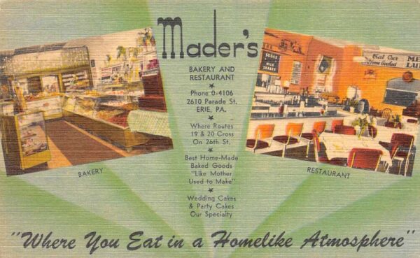 Erie Pennsylvania Mader's Bakery & Restaurant, Multi-View Linen PC U7098