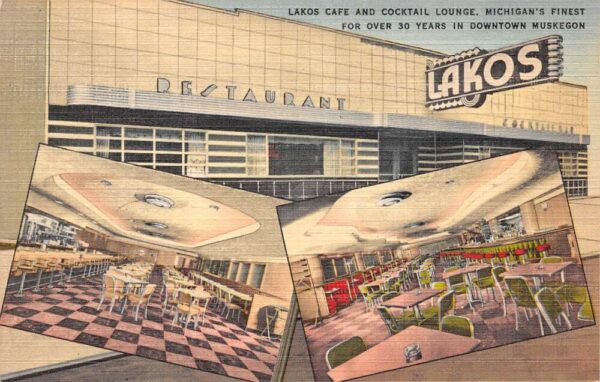 Muskegon Michigan Lakos Cafe & Cocktail Lounge, Multi-View Linen PC U7101