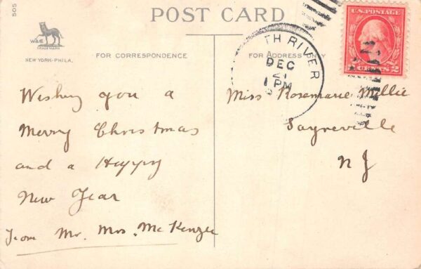 Christmas Greetings Girl with Basket Clapsaddle Signed Postcard AA69403 - Image 2