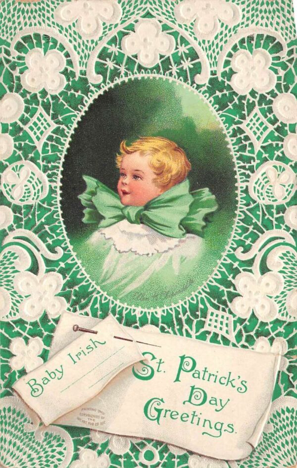 St Patricks Day greetings Baby Irish Clapsaddle Signed Postcard AA69404