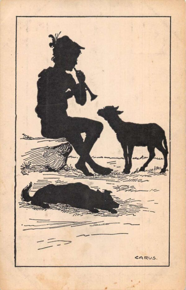 Shepard Boy with Flute Vintage Postcard AA69406
