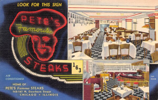 Chicago Illinois Pete's Famous Steak Restaurant, Multi-View Linen PC U7124
