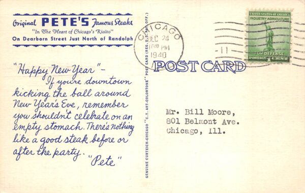 Chicago Illinois Pete's Famous Steak Restaurant, Multi-View Linen PC U7124 - Image 2