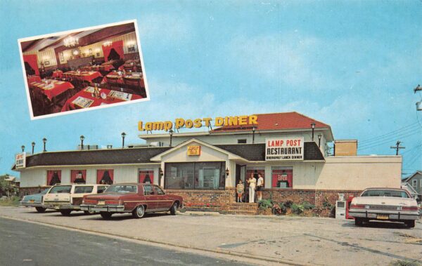 North Wildwood New Jersey Lamp Post Diner, Multi-View Chrome Vintage PC U7126