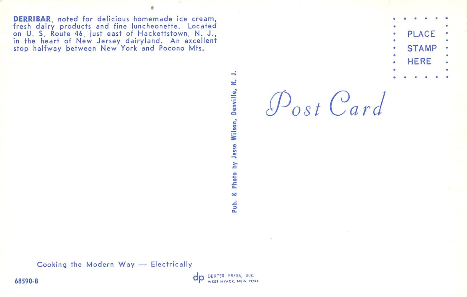 Hackettstown New Jersey Derribar, Interior, Photochrome Vintage Postcard U7127 - Image 2