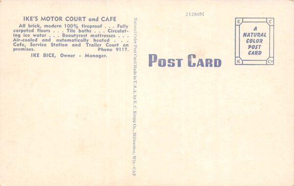 Clanton Alabama Ike's Motor Court & Cafe, Exterior, Color Linen PC U7149 - Image 2
