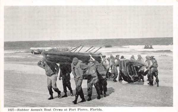 Fort Pierce Florida Rubber Assault Boat Crews, B/W Photo Print Vintage PC U7152