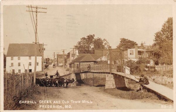 Frederick Maryland Carroll Creek and Old Town Mill Real Photo Postcard AA69439