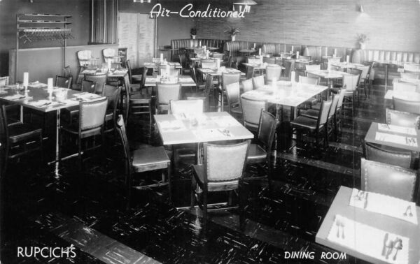 Hammond Indiana Rupcich's Restaurant Dining Room Real Photo Postcard AA69443