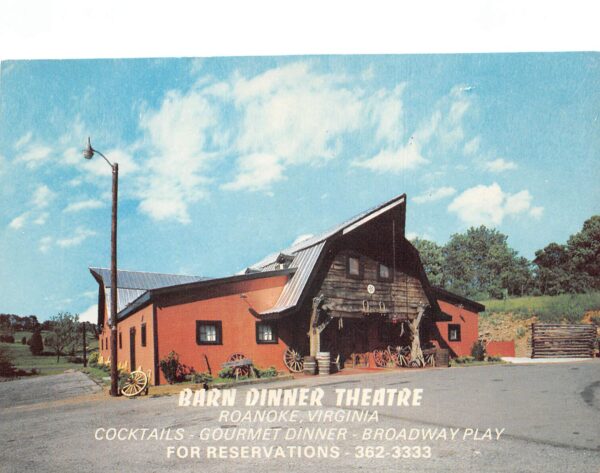 Roanoke Virginia Barn Dinner Theatre, Exterior, Chrome Vintage Postcard U7199