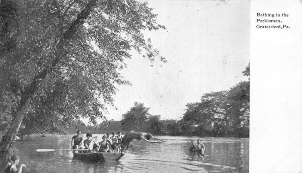 Gratersford Pennsylvania Bathing, Perkiomen Creek, B/W Photo Print PC U7202