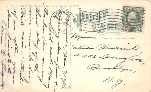Monroe Wisconsin Greetings From Monroe, Multi-View Lithograph Vintage PC U7206 - Image 2