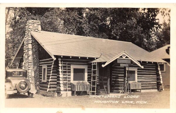 Houghton Lake Michigan Sportsmans Lodge Real Photo Vintage Postcard AA69457