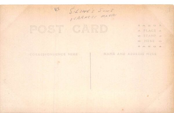 S. Ling and Son Harness Makers Store Front Real Photo Vintage Postcard AA69458 - Image 2