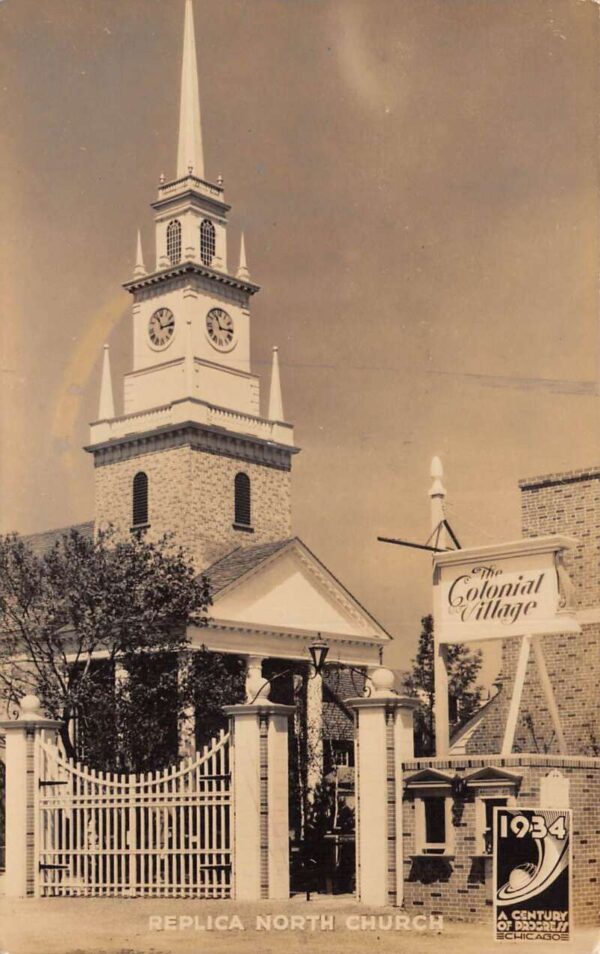 Chicago Century of Progress Colonial Village Church Real Photo PC AA69463