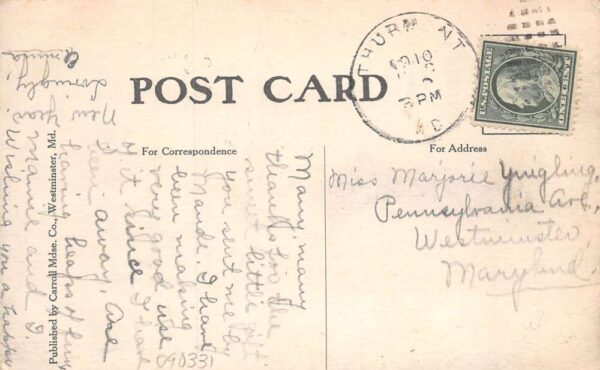 Thurmont Maryland Creagerstown Church Vintage Postcard AA69480 - Image 2