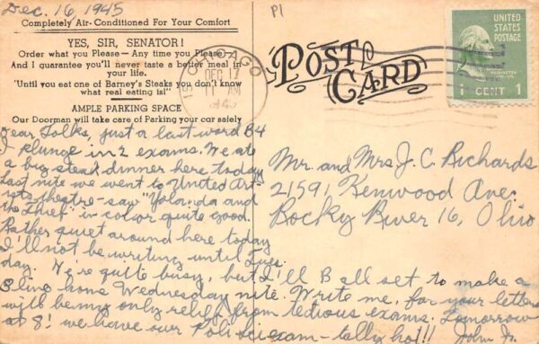 Chicago Illinois Barney's Market Club Vintage Postcard AA69490 - Image 2