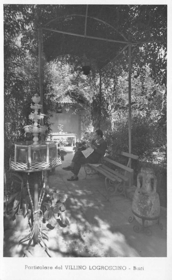 Bari Italy Villino Logroscino Garden Bench Real Photo Postcard AA69494