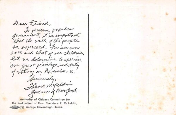 Texas Governor Theodore McKeldin Family on Chistmas Political Postcard AA69500 - Image 2