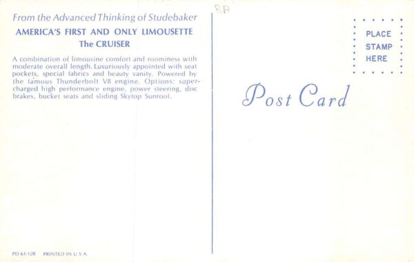 Studebaker Limousette Cruiser Automobile Car Girl with Dog Postcard AA69522 - Image 2