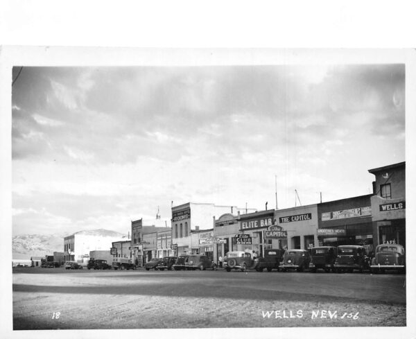 Wells Nevada Street Scene, Grocery Store, Real Photo Vintage Postcard U7269