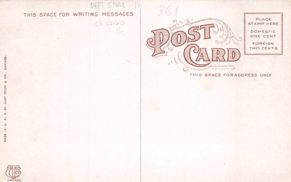 Chicago Illinois Lyon & Healy Dep't. Store, 1st Floor Vintage Postcard U7274 - Image 2