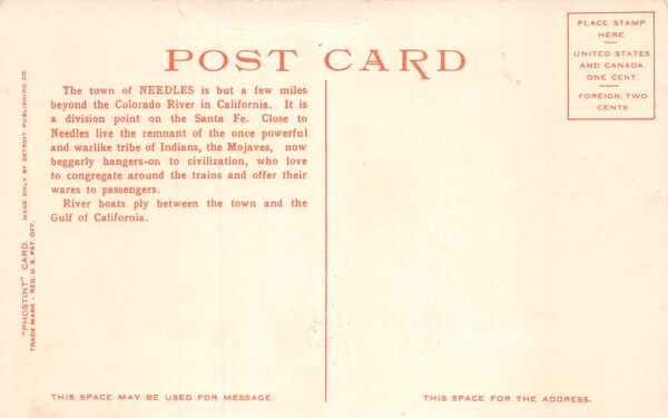 Needles California The Sante Fe Limited R.R. White Border Vintage Postcard U7280 - Image 2