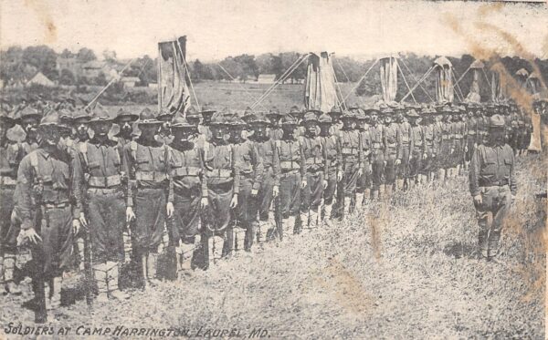 Laurel Maryland Soldiers At Camp Harrington, Photo Print Vintage Postcard U7308