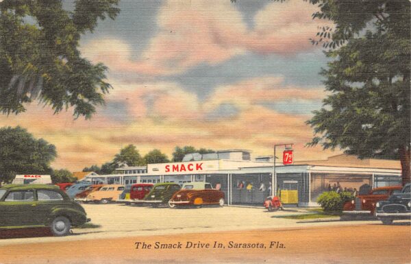 Sarasota Florida Smack Drive In, Exterior, Color Linen Vintage Postcard U7346