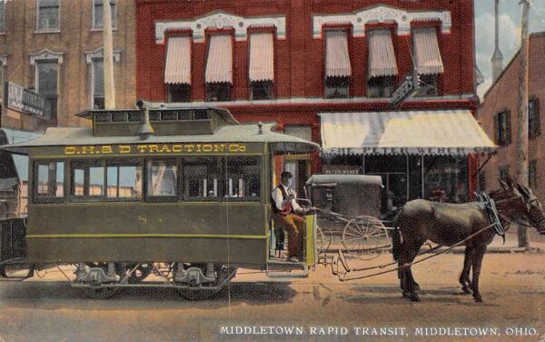Middletown Ohio Middletown Rapid Transit, Mule Pulled Wagon Vintage PC U7378