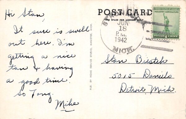 Manistee Michigan Manistee High School White Border Vintage Postcard U7383 - Image 2
