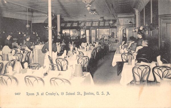 Boston Massachusetts Crosby's Restaurant, Room A, Photo Print Vintage PC U7387