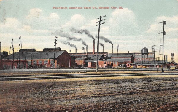 Granite City Illinois American Steel Co. Foundries, Color Lithograph PC U7573