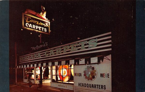 Tarzana California Tarzana Carpets, Exterior, Photochrome Vintage Postcard U7576