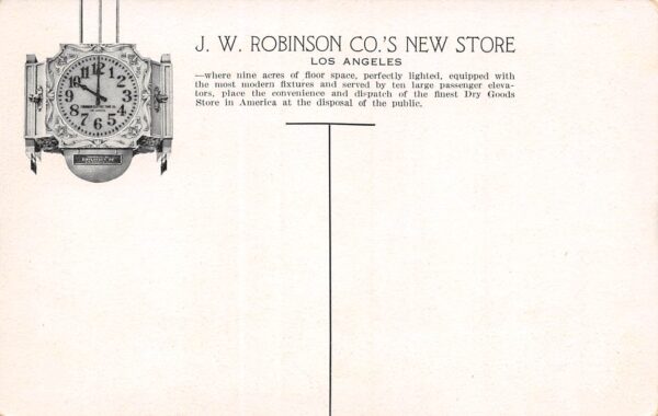 Los Angeles California J.W. Robinson Co., Photo Print Vintage Postcard U7588 - Image 2
