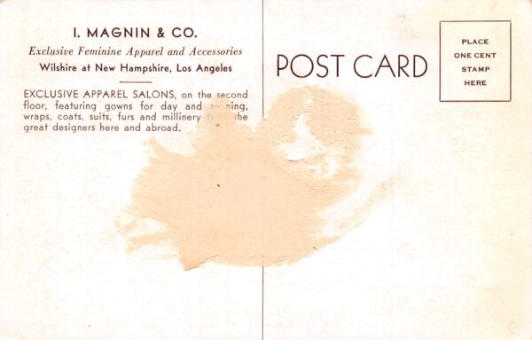 Los Angeles California I. Magnin & Co. Feminine Apparel,White Border PC U7589 - Image 2