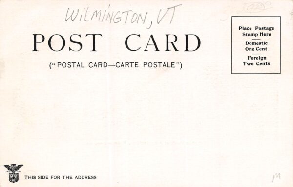 Wilmington Vermont Savings Bank & Post Office,Undivided Back Vintage PC U7591 - Image 2