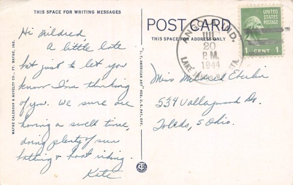 Lake James Indiana Views Of Bledso Beach, White Border Vintage Postcard U7613 - Image 2