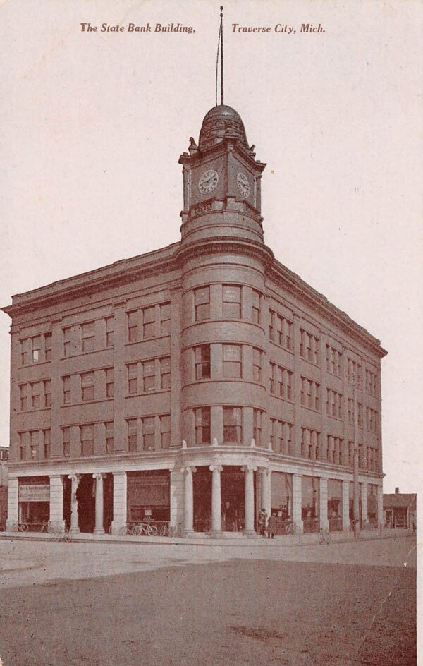 Traverse City Michigan State Bank Bldg., Photo Print Vintage Postcard U7652