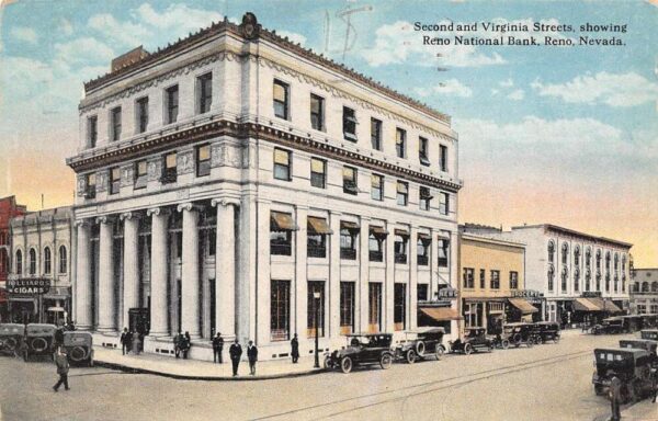 Reno Nevada Reno Nat'l. Bank, 2nd & Virginia Streets Vintage Postcard U7666