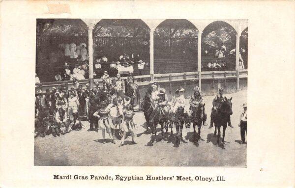 Olney Illinois Mardi Gras Parade, Egyptian Hustlers' Meet, Vintage PC U11822