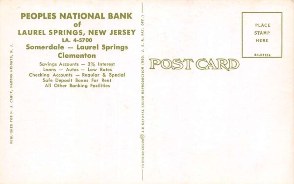 Laurel Springs New Jersey Peoples National Bank, Exterior, Photochrome PC U7679 - Image 2