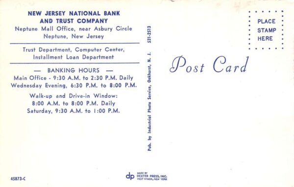 Neptune New Jersey New Jersey Nat'l. Bank & Trust Co. Photochrome PC U7680 - Image 2